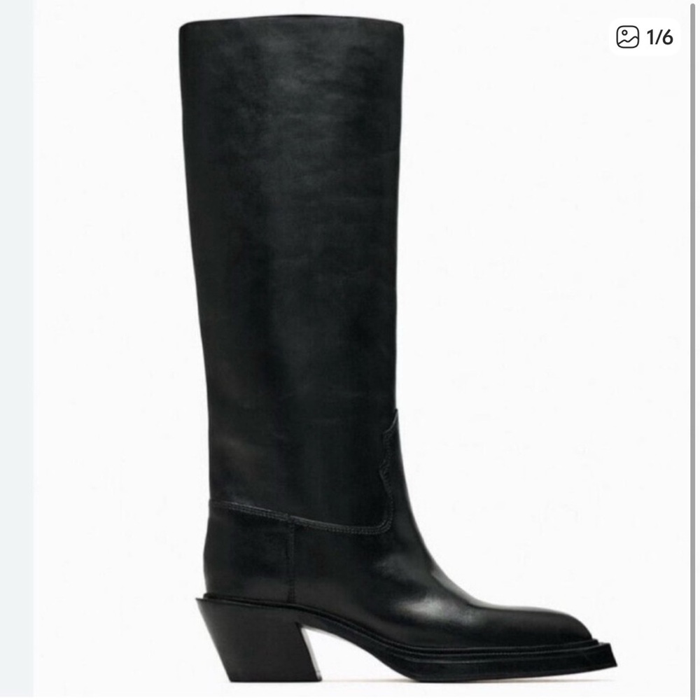 Zara Chunky High Knee Western Boots